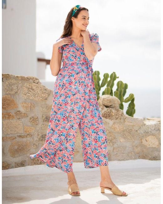 Seraphine Floral Maternity Nursing Jumpsuit Dress in Brown Lyst