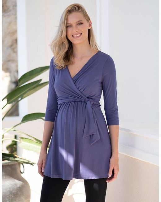 Seraphine Blue Jersey Wrap Maternity & Nursing Tunic in Purple Lyst