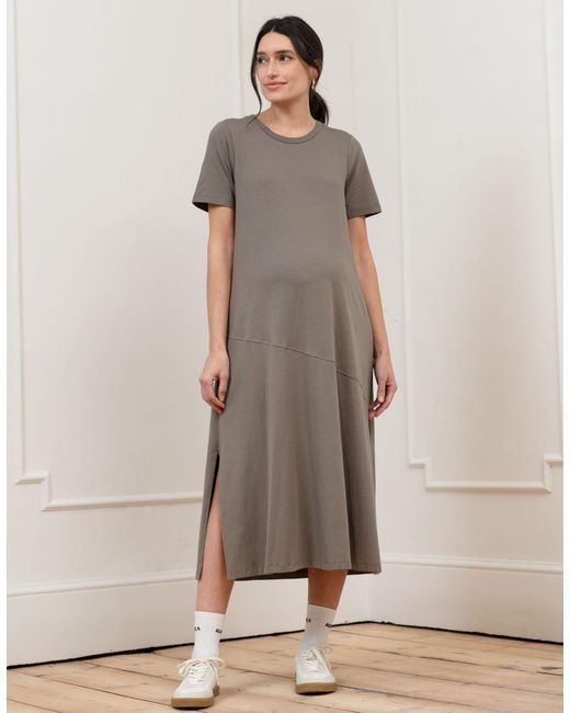 Seraphine Brown Cotton Modal T-shirt Maternity Dress