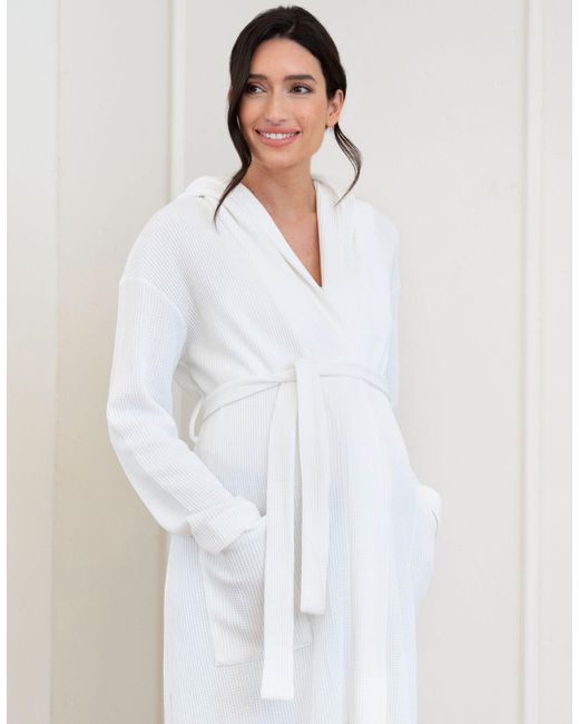 Seraphine Natural Cotton Hooded Waffle Dressing Gown