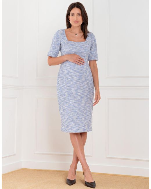 Seraphine Natural Tweed Midi Maternity Dress
