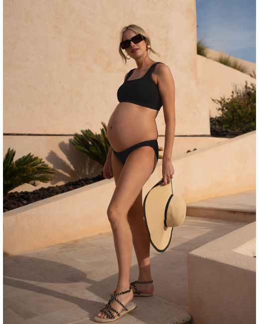 Seraphine Black Textured Maternity Bikini Top