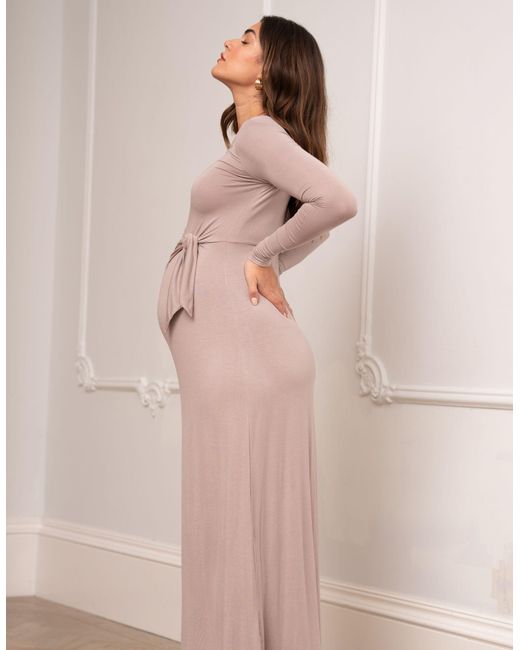Seraphine Mocha Maternity Maxi Dress in Pink Lyst