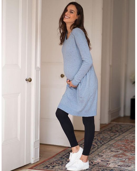 Seraphine Flecked Cotton Blend Maternity To Nursing Sweater Dress