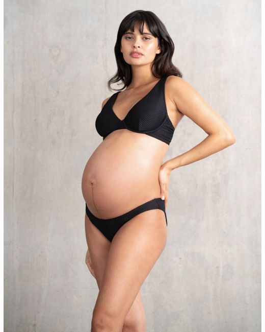 Seraphine Black Textured Under Bump Maternity Bikini Brief