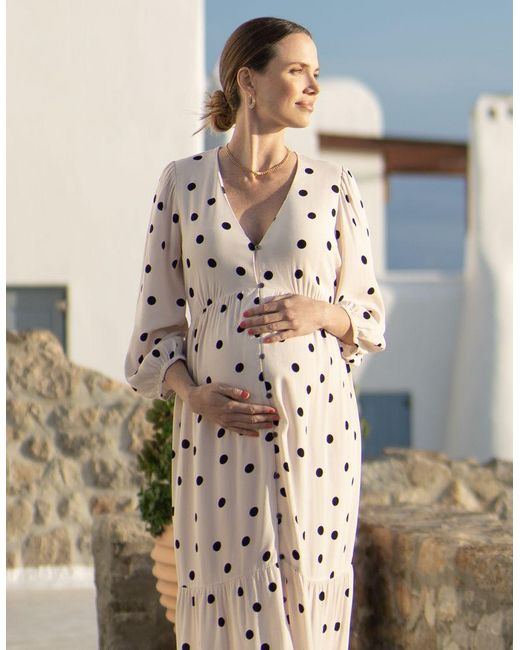 Seraphine Multicolor Button-down Polka Dot Maternity Dress