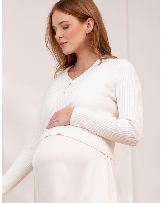 Seraphine Natural Maternity-to-nursing Slip Dress With Cardigan