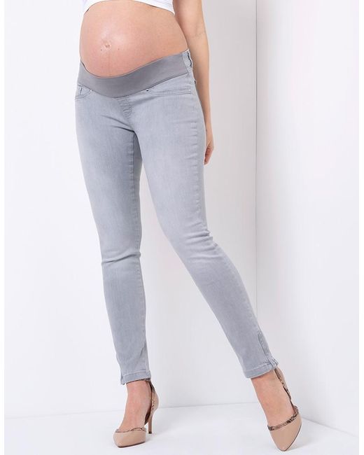 Isabel Maternity Jeans 16 Skinny Cut Distressed Side Panel Frayed Hem Stretch