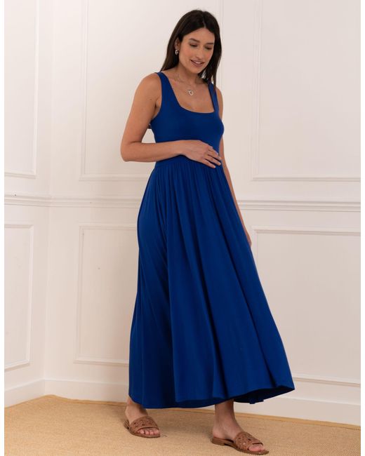 Seraphine Blue Jersey Bamboo Strap Midi Dress