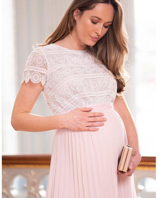 Seraphine Lace Blush & Ivory Sunray Pleat Maternity Dress in Cream (Pink) |  Lyst