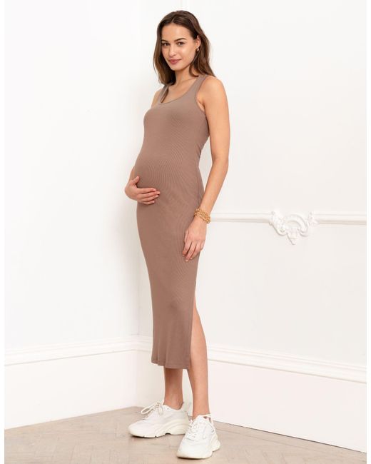 Seraphine Pink Ribbed Jersey Bodycon-style Maternity & Nursing Dress