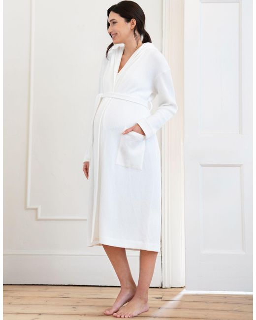 Seraphine Natural Cotton Hooded Waffle Dressing Gown
