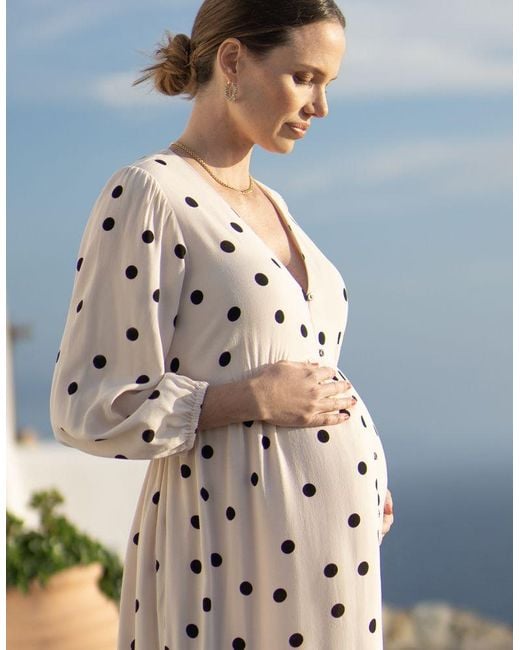 Seraphine Button-down Polka Dot Maternity Dress