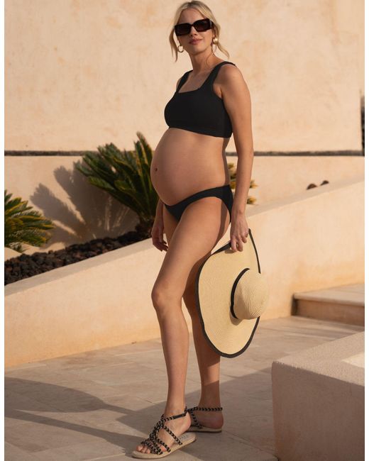 Seraphine Black Textured Under Bump Maternity Bikini Briefs