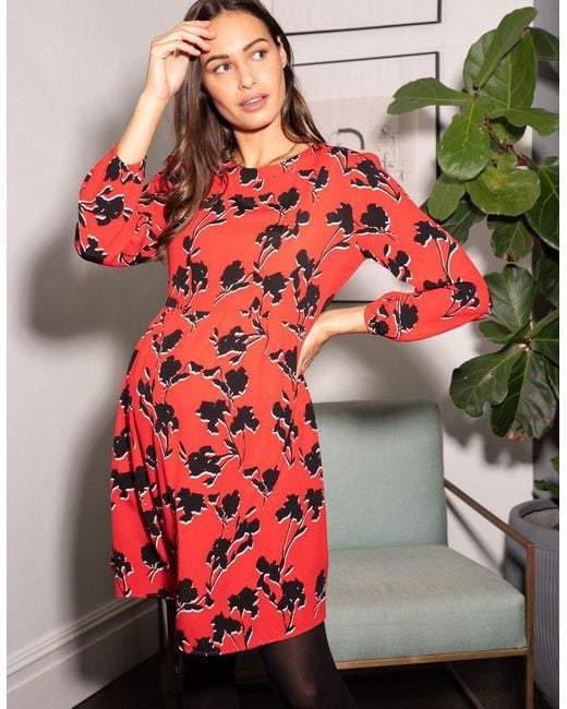 Seraphine Red Floral Tiered Maternity & Nursing Dress Lyst
