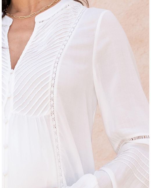 Seraphine White Pintuck Button-down Maternity-to-nursing Shirt