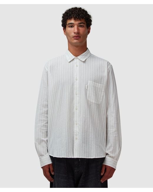 YMC Gray Curtis Shirt (Natural Stripe for men