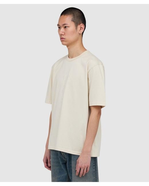 C P Company White Mercerized Jersey 30/2 Twisted Logo T-Shirt (Frozen Dew for men