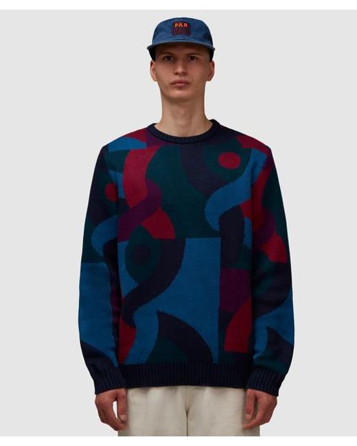 Parra Blue Knotted Knitted Pullover Jumper for men