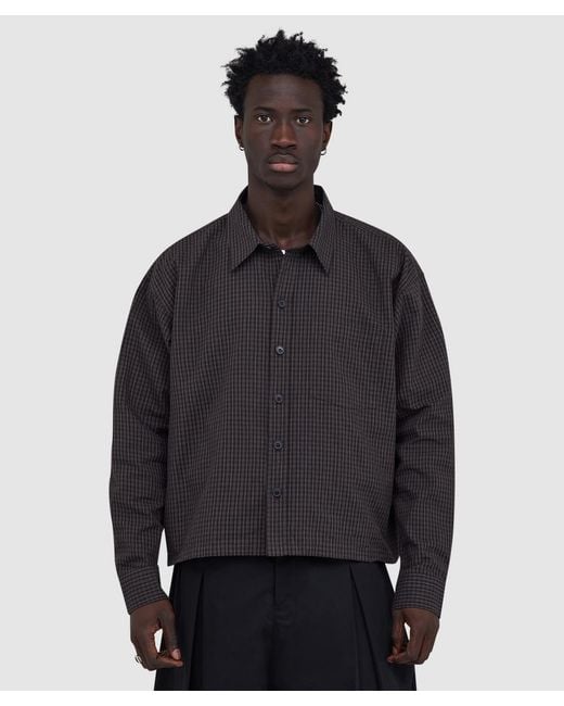 mfpen Black Priority Shirt (Dark Linen Check for men
