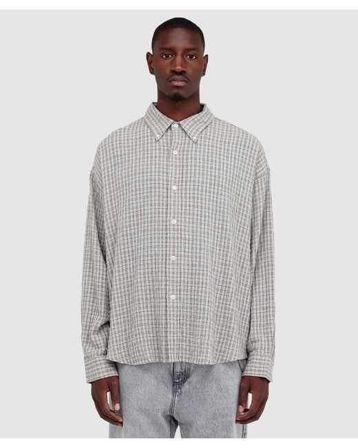 mfpen Gray Button Down Shirt Generation Check for men