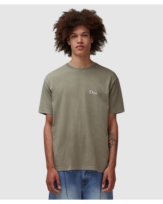 Dime Green Classic Small Logo T-Shirt (Faded Cement for men