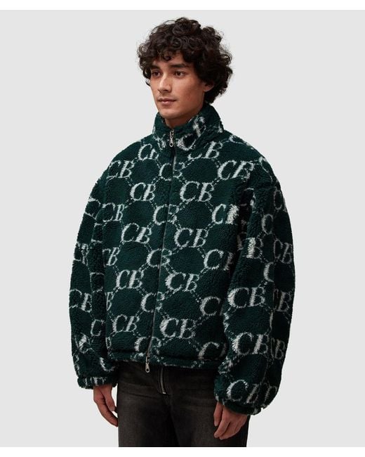 Cole Buxton Green Cb Monogram Fleece Jacket for men