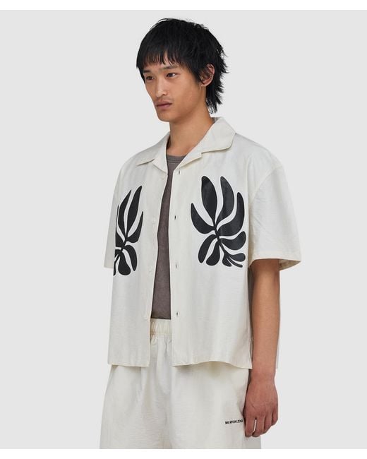 MKI Miyuki-Zoku White Botanical Print Vacation Shirt (Bone for men