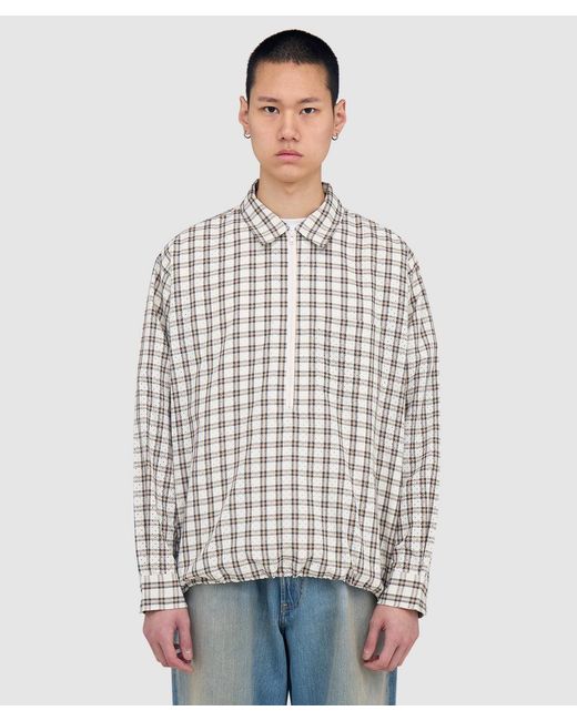 Beams Plus White Half Zip Pullover Shirt for men