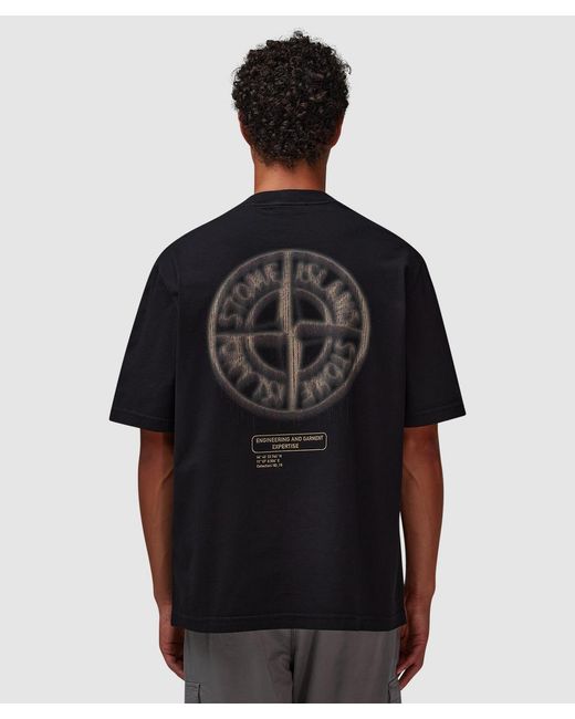 Stone Island Black Bleeding Numbers Compass T-Shirt