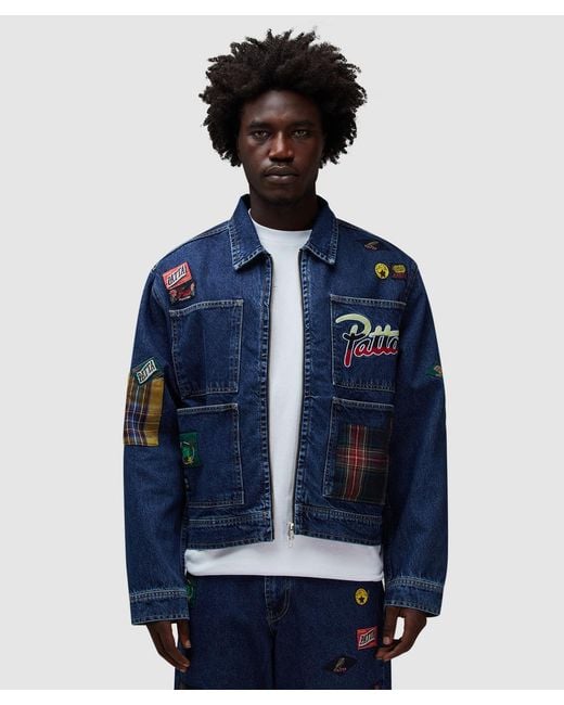 PATTA Blue Whole Lotta Labels Denim Jacket for men