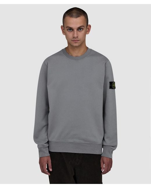 Stone Island Gray Organic Cotton Fleece Sweatshirt for men
