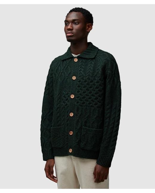 Beams Plus Black Alan Patchwork Cardigan for men