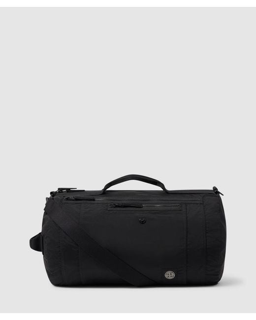 Stone Island Black Coated Nylon Metal Duffle Bag
