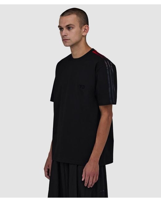 Y-3 Black Gradient Three Stripe T-Shirt for men