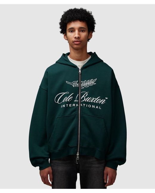 Cole Buxton Green International Zipped Hoodie for men