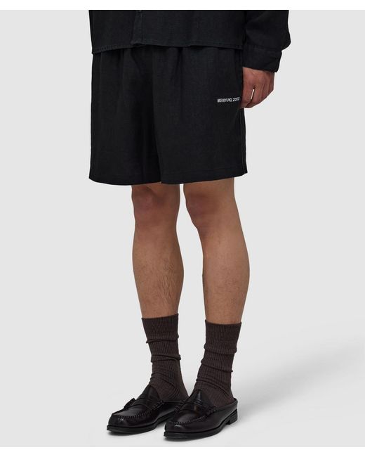 MKI Miyuki-Zoku Black Linen Wide Leg Short for men
