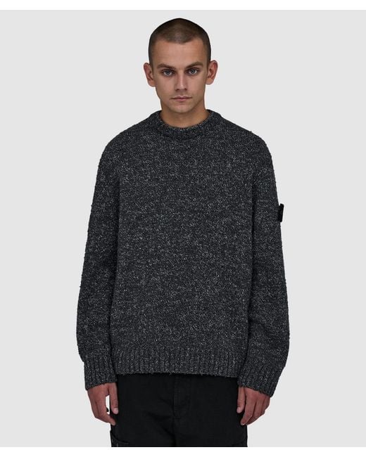 Stone Island Blue Crewneck Wool Blend Sweater for men