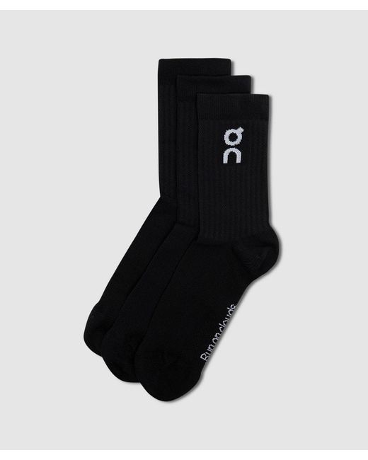 On Shoes Black 3-Pack Logo Sock for men