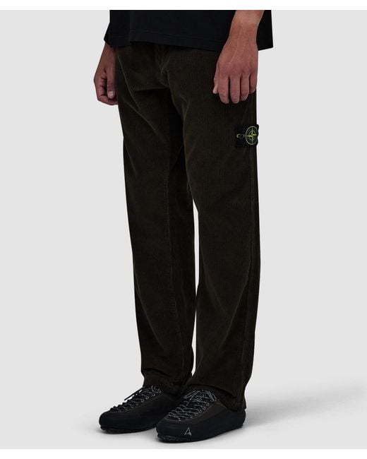 Stone Island Black Organic Cotton Corduroy 800 Pant for men