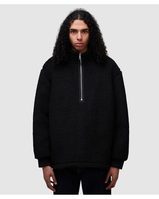 MKI Miyuki-Zoku Black Shearling Quarter Zip Fleece for men