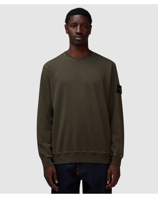 Stone Island Green Malfile Old Effect Sweatshirt for men