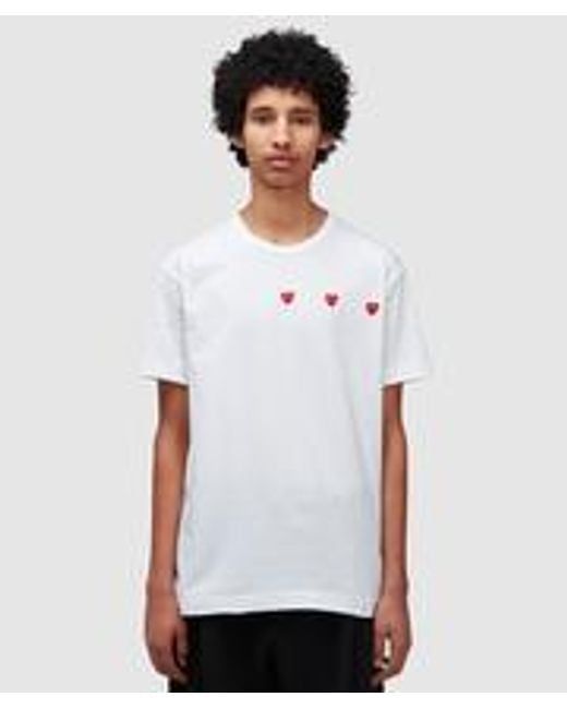 COMME DES GARÇONS PLAY White Horizontal Hearts T-shirt for men