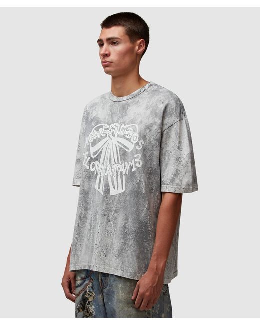 Acne Gray Exford Bow Logo T-Shirt (Faded