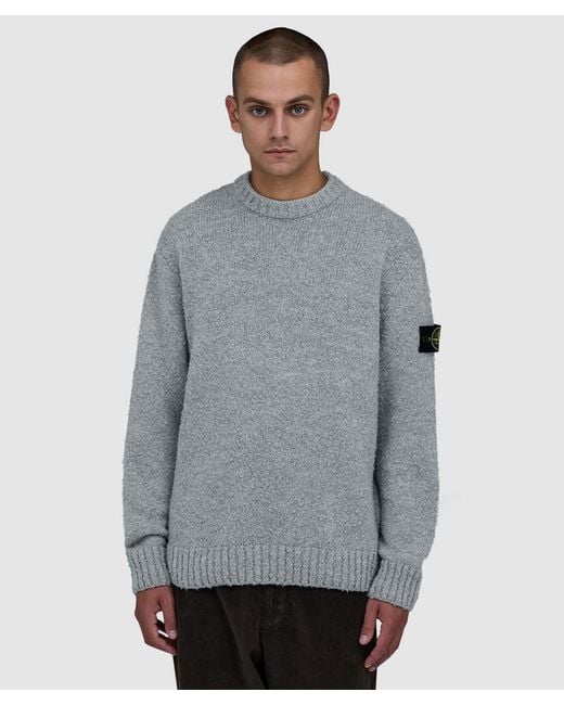 Stone Island Gray Crewneck Wool Blend Sweater for men