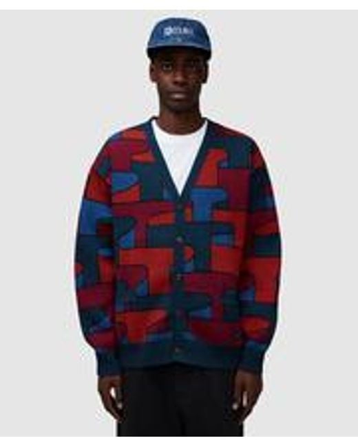 Parra Blue Canyons All Over Knitted Cardigan for men