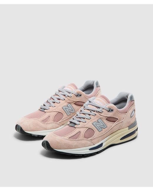 New Balance White Miuk 991V2 Sneaker (Mahogany Rose Mahogany Rose for men