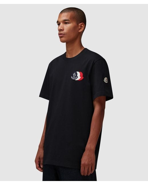 Moncler Black Triple Logo Badge T-Shirt