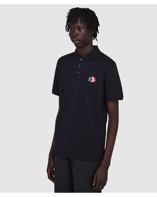 Moncler Blue Tri Logo Polo Shirt for men