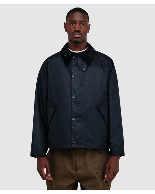 Barbour Blue Oversized Transport Wax Jacket for men